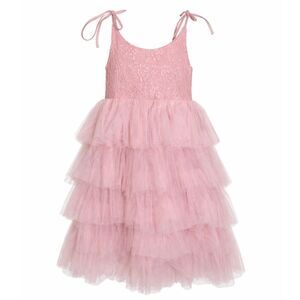 NNJXD BOUTIQUE DANCE LACE TULLE TIERED PRINCESS FANCY PINK BIRTHDAY DRESS SZ. 7Y